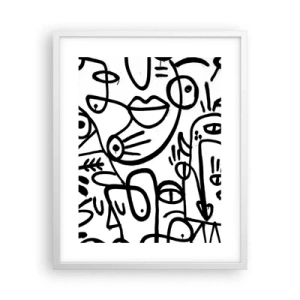 Poster in een witte lijst - Gezichten en luchtspiegelingen - 40x50 cm