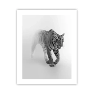 Poster - Gehurkt in de mist - 40x50 cm