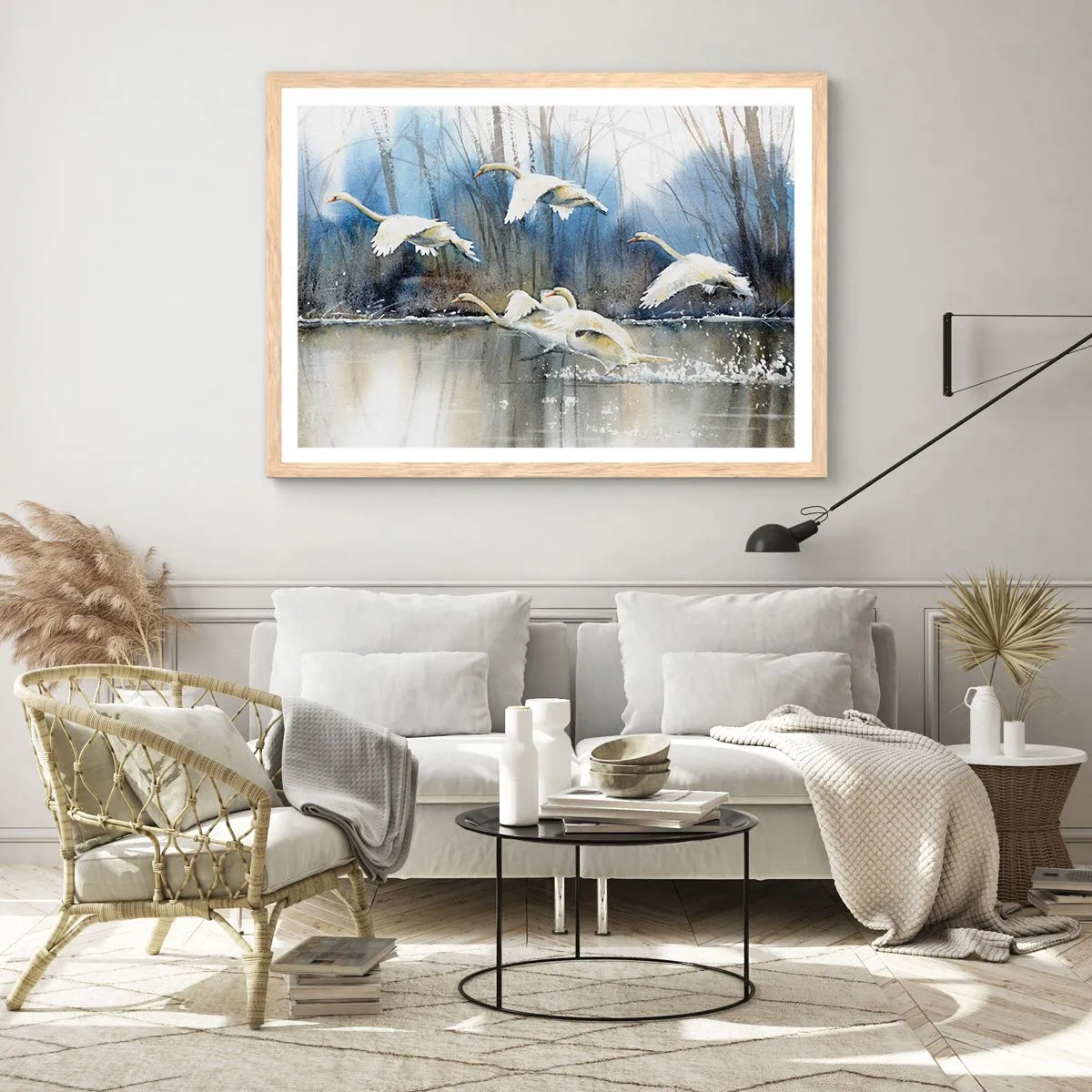 Een poster in een licht eiken lijst - Zoals in het sprookje over wilde zwanen - 50x40 cm