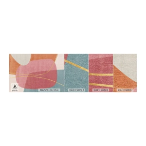 Fotobehang Monster Zelfklevend Deluxe Sticker - Pastelkleurcompositie met gouddraad - Abstractie, Minimalisme, Vormen - 100x30 cm