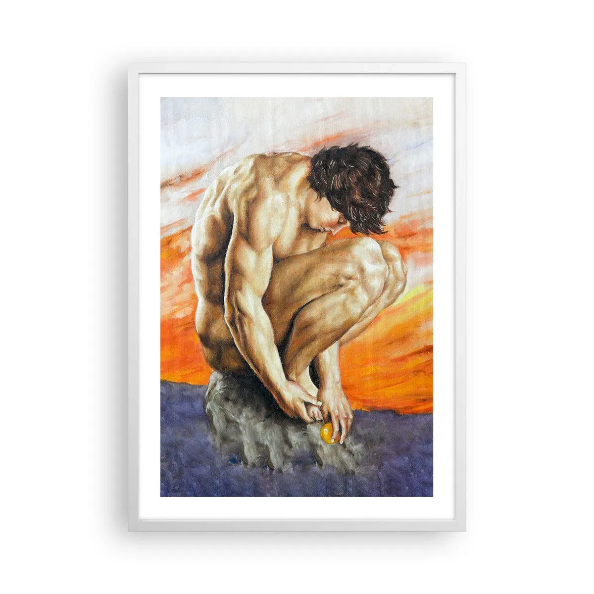 Poster in een witte lijst - Ondergedompeld in zichzelf - 50x70 cm