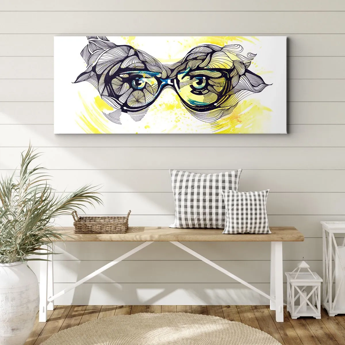 Schilderen op canvas - Door een blauwe bril - 140x50 cm