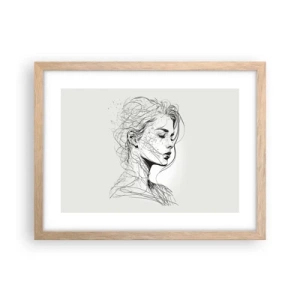 Een poster in een licht eiken lijst - Portret in gedachten - 40x30 cm