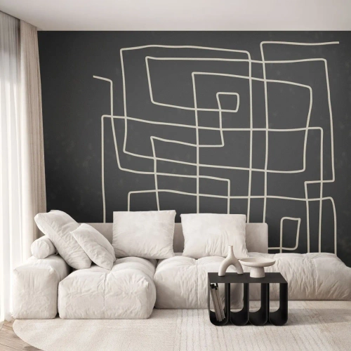 Fotobehang Premium Sand - Niet zo eenvoudig - Abstractie, Deel, Zwart en wit - 450x315 cm