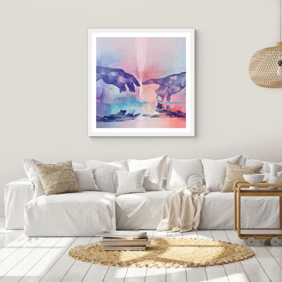 Poster in een witte lijst - Goddelijke levensvonk - 40x40 cm