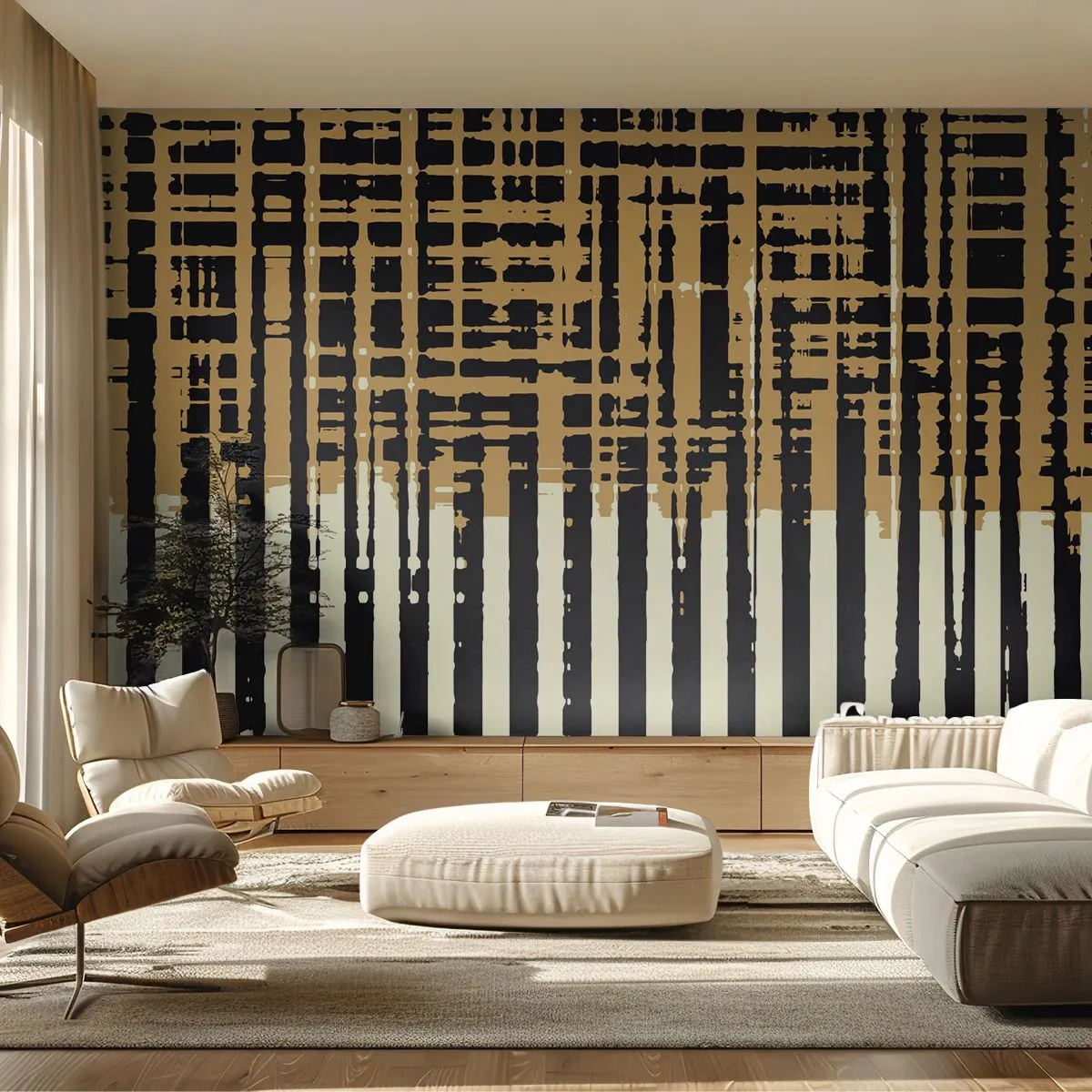 Fotobehang Premium Sand - Architecturale abstractie - Abstractie, Deel, Lijnen - 250x175 cm