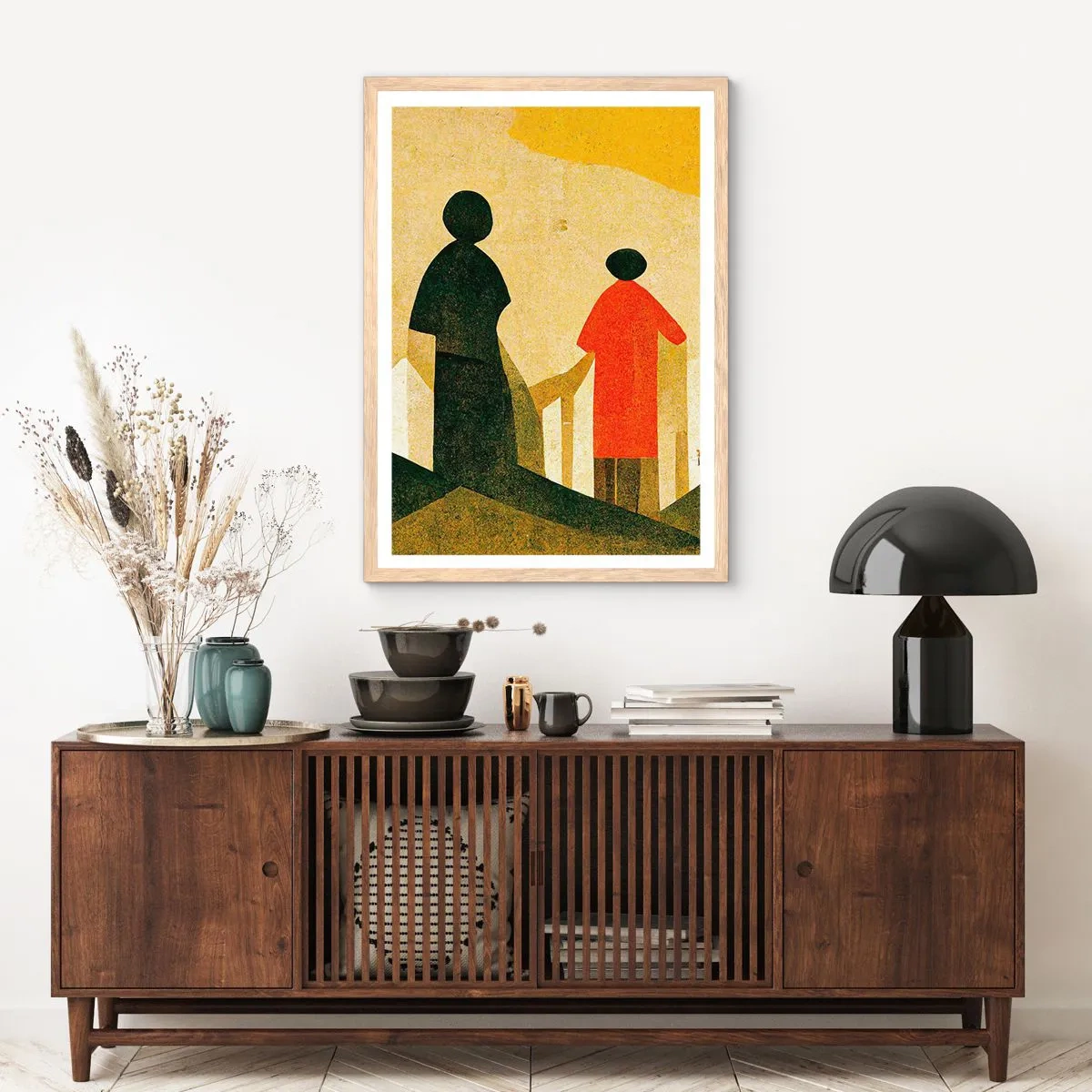 Een poster in een licht eiken lijst - Er is nog een lange weg te gaan - 50x70 cm