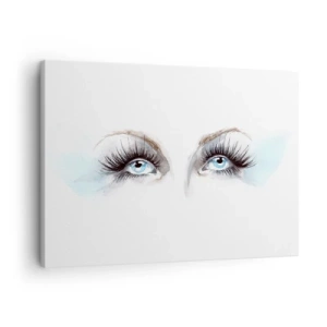 Schilderen op canvas - Aquarel met blauwe ogen en delicate accenten - 70x50cm - Ogen van een engel - Moderne wanddecoratie voor woonkamer en slaapkamer ARTTOR