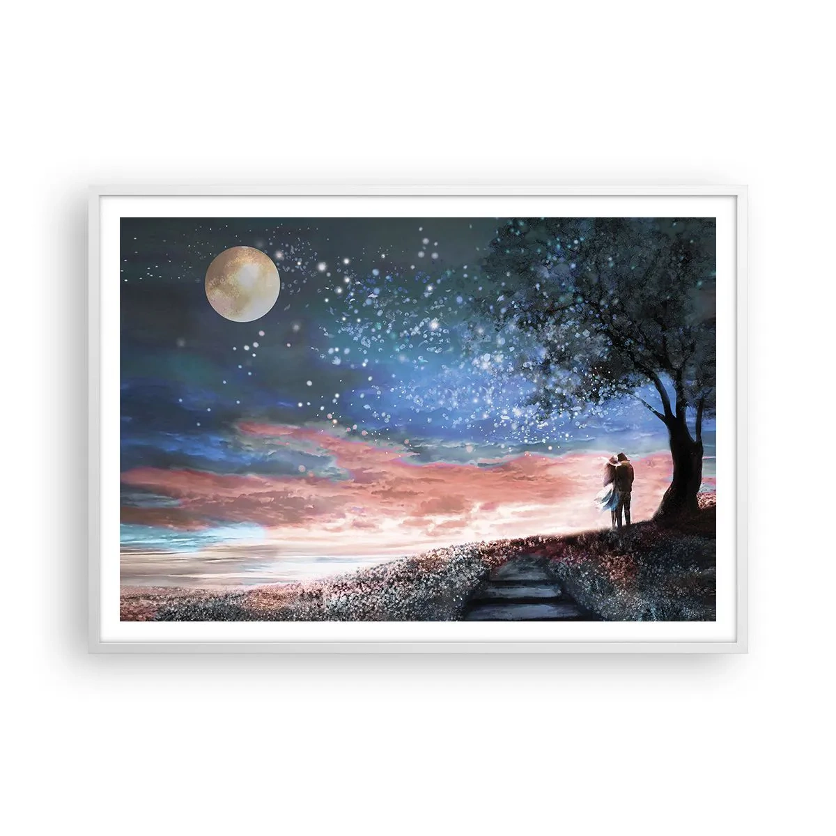 Poster in een witte lijst - Een sterrenspektakel - 100x70 cm