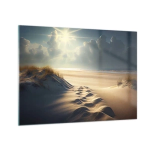 Schilderen op glas - Gouden duinen verlicht door de zonnestralen - 70x50cm - Een rustgevend landschap - Moderne wanddecoratie voor woonkamer en slaapkamer ARTTOR