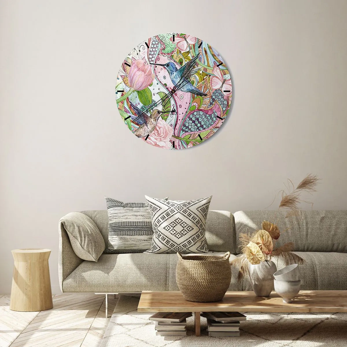 Wandklok - Klok - Verstrikt in wijnstokken - 40x40 cm