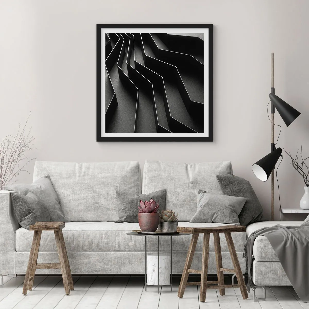 Poster in een zwarte lijst - Ruimtelijke orde - 60x60 cm