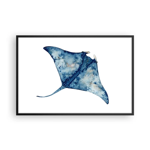 Poster in een zwarte lijst - Leven in blauw - 91x61 cm