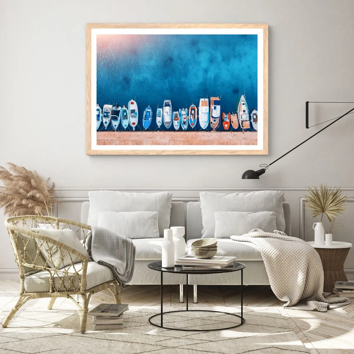 Een poster in een licht eiken lijst - In één rij - 91x61 cm