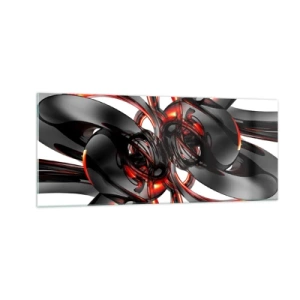 Schilderen op glas - Beweging in grafiet en rood - 100x40 cm