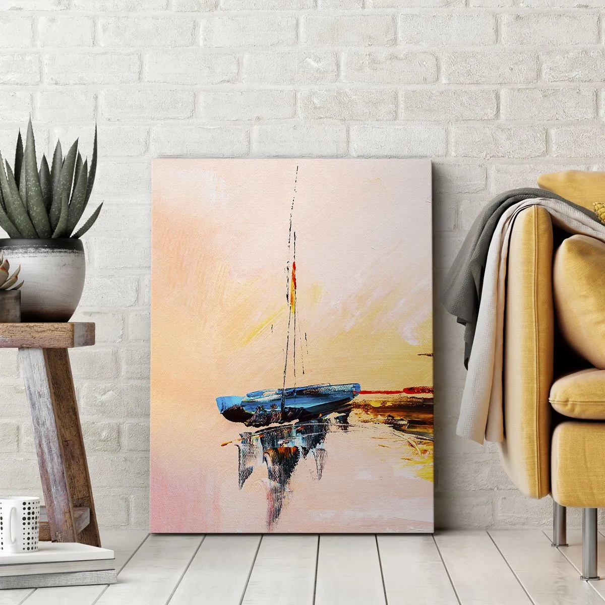 Schilderen op canvas - Avond in de jachthaven - 55x100 cm