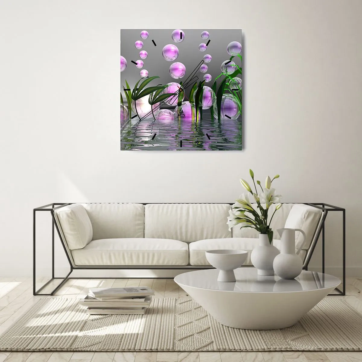 Wandklok - Klok - Een reflecterende compositie van lichtheid en leven - 30x30 cm