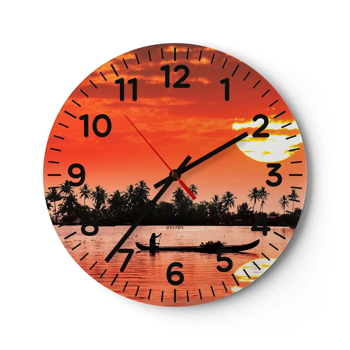 Wandklok - Klok - De rust van de tropen bij zonsondergang - 40x40 cm
