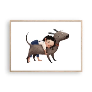 Een poster in een licht eiken lijst - Beste vrienden - 100x70 cm