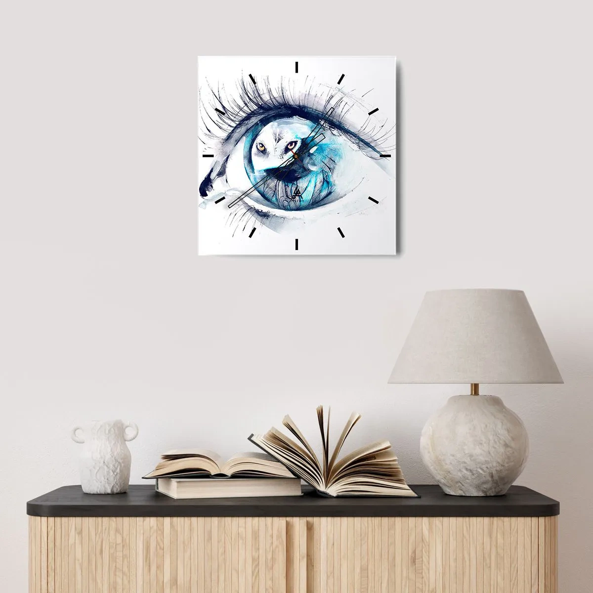 Wandklok - Klok - Oog in oog met wildheid - 30x30 cm
