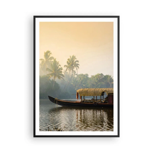 Poster in een zwarte lijst - Huis aan de rivier - 70x100 cm