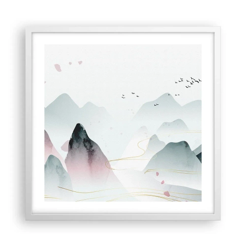 Poster in een witte lijst - Over de toppen - 50x50 cm