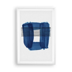 Poster in een witte lijst - Blauwe en zwarte compositie - 61x91 cm