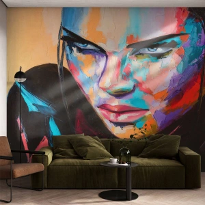 Fotobehang Premium Sand - Wildheid in het hart - Vrouw, Portret van een vrouw, Meisje - 200x140 cm