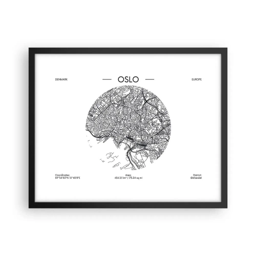 Poster in een zwarte lijst - Anatomie van Oslo - 50x40 cm