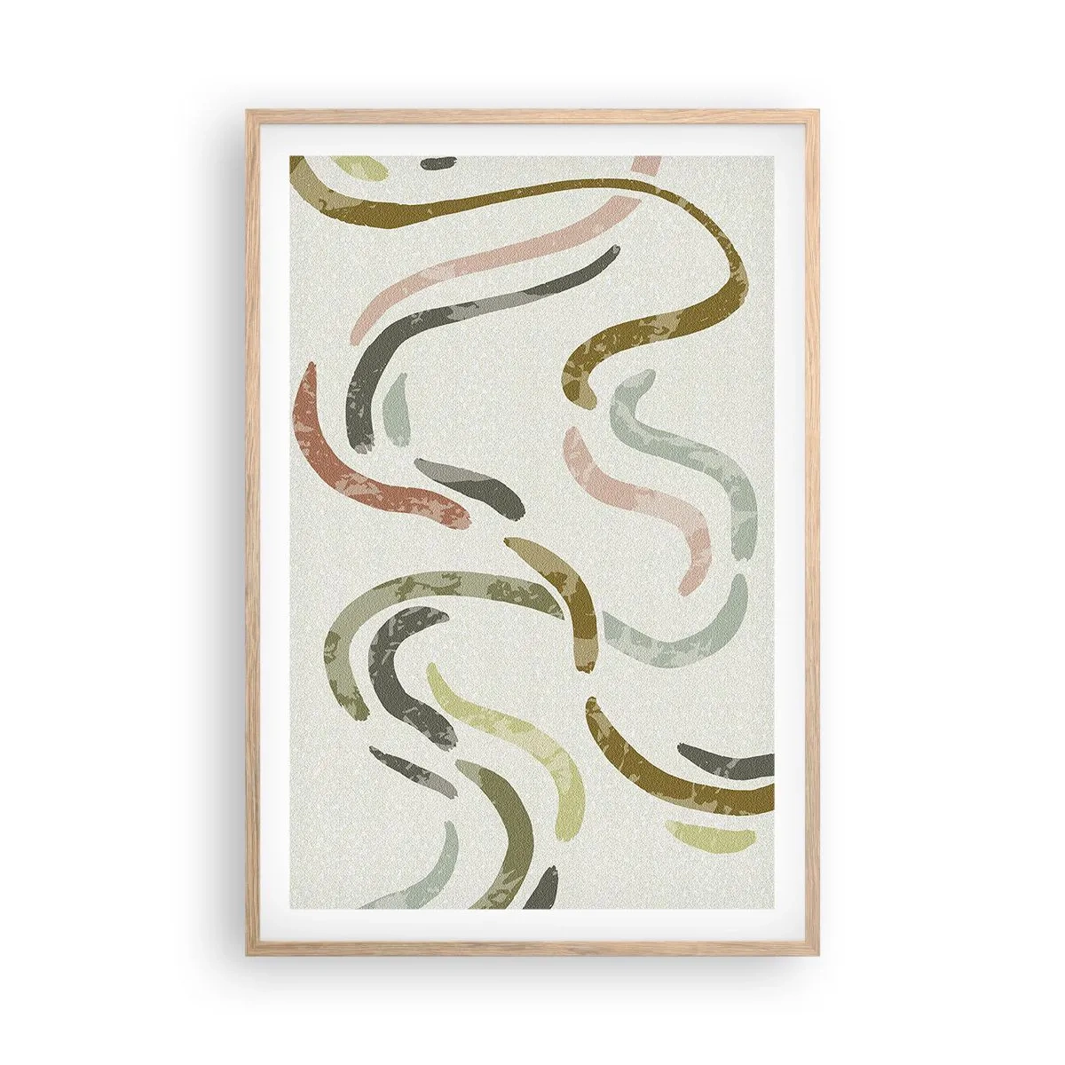Een poster in een licht eiken lijst - Een vrolijke dans van abstractie - 61x91 cm