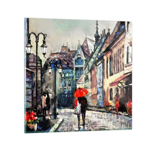 Schilderen op glas - Regen voor twee - 60x60 cm