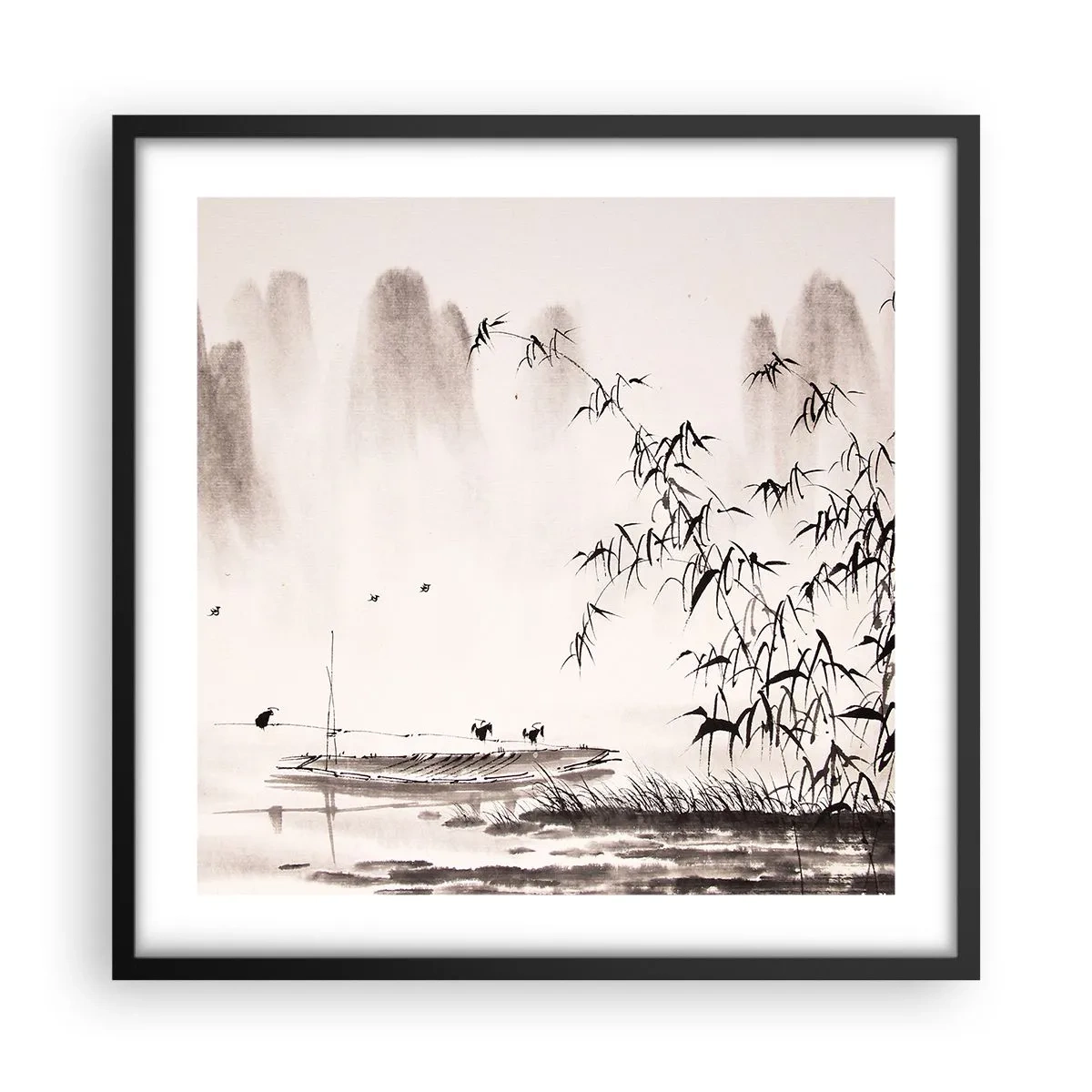 Poster in een zwarte lijst - De stilte van de rijstvelden - 50x50 cm