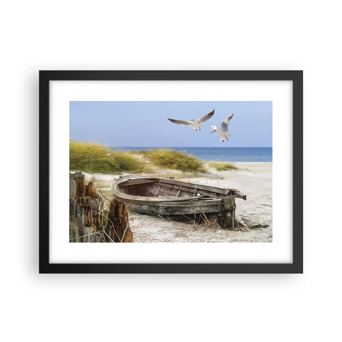 Poster in een zwarte lijst - Badend in de wind - 40x30 cm