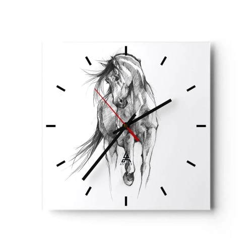 Wandklok - Klok - In een sierlijke draf - 40x40 cm