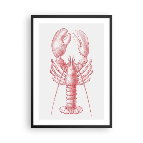 Poster in een zwarte lijst - Vintage kreefttekening op een lichte achtergrond - 50x70cm - Een kreeft waardig Homer - Moderne wanddecoratie voor woonkamer en slaapkamer ARTTOR