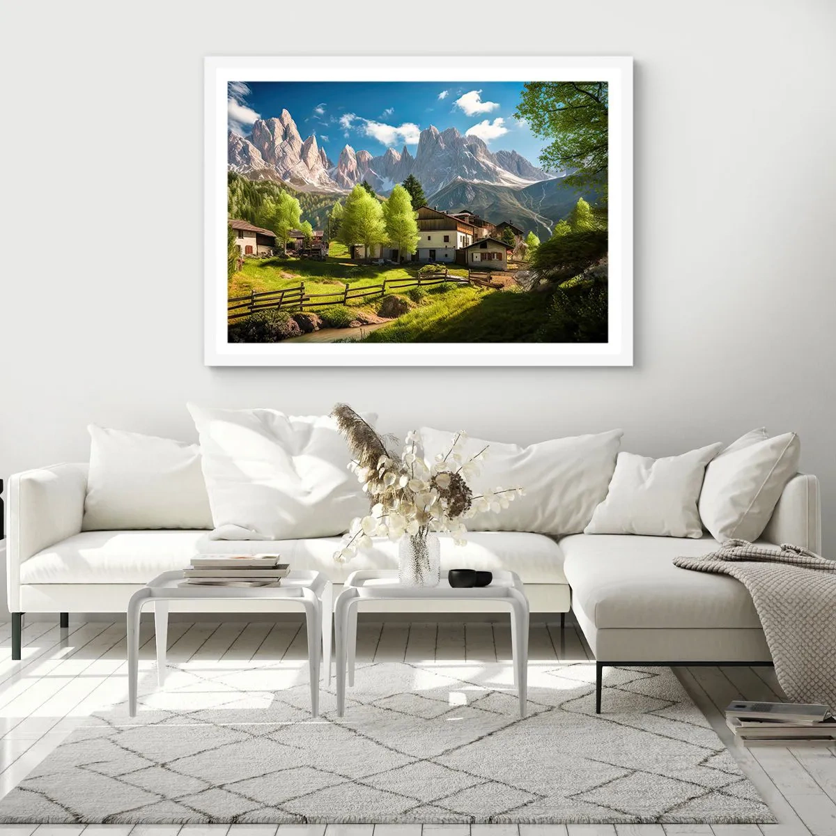 Poster in een witte lijst - Alpine idylle - 40x30 cm
