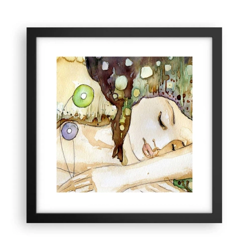 Poster in een zwarte lijst - Een smaragd-violette droom - 30x30 cm