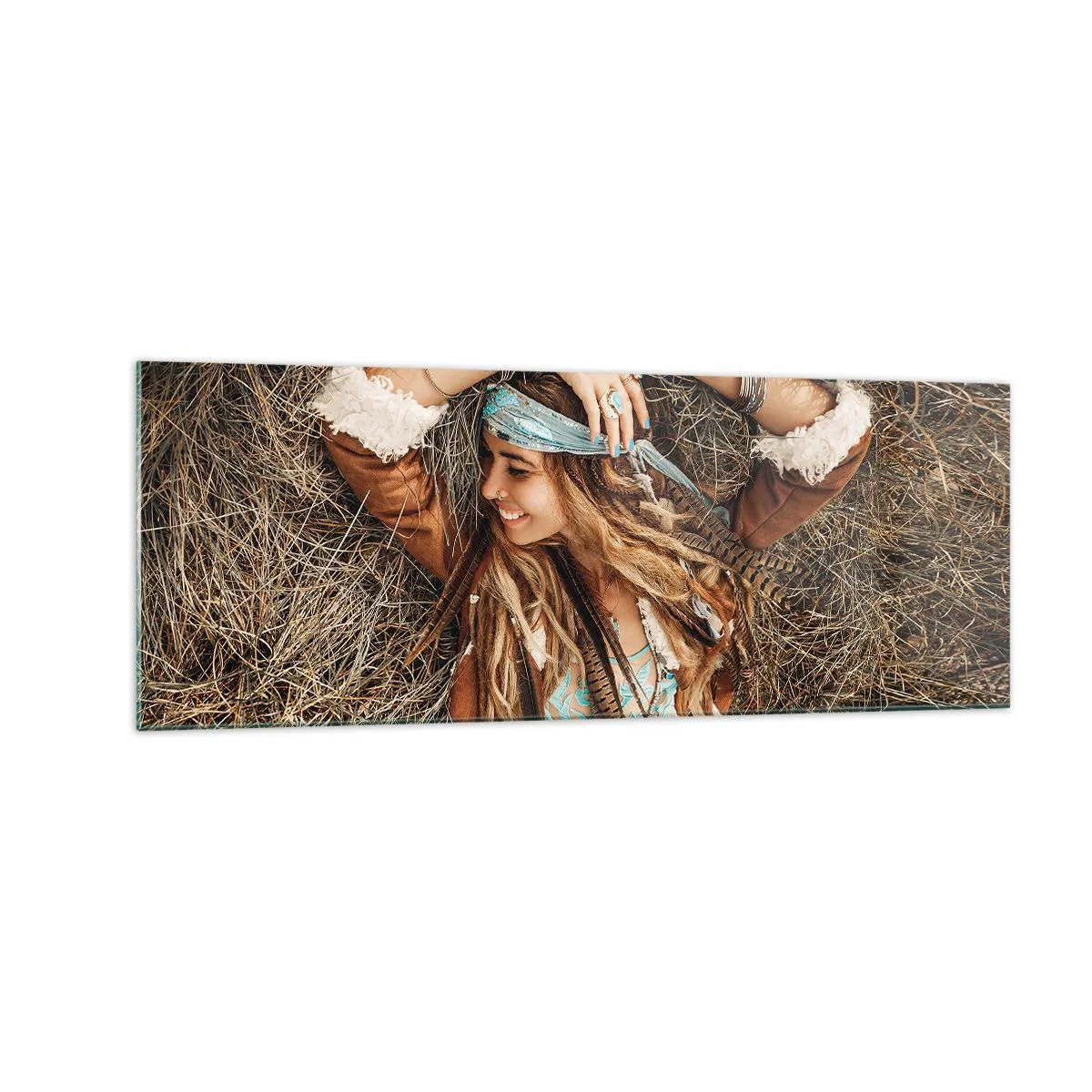 Schilderen op glas - Op weg naar de zomer van de liefde - 140x50 cm