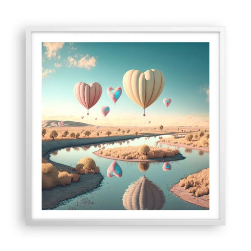 Poster in een witte lijst - Liefde laat je vliegen - 60x60 cm