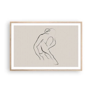 Een poster in een licht eiken lijst - Intieme schets - 91x61 cm