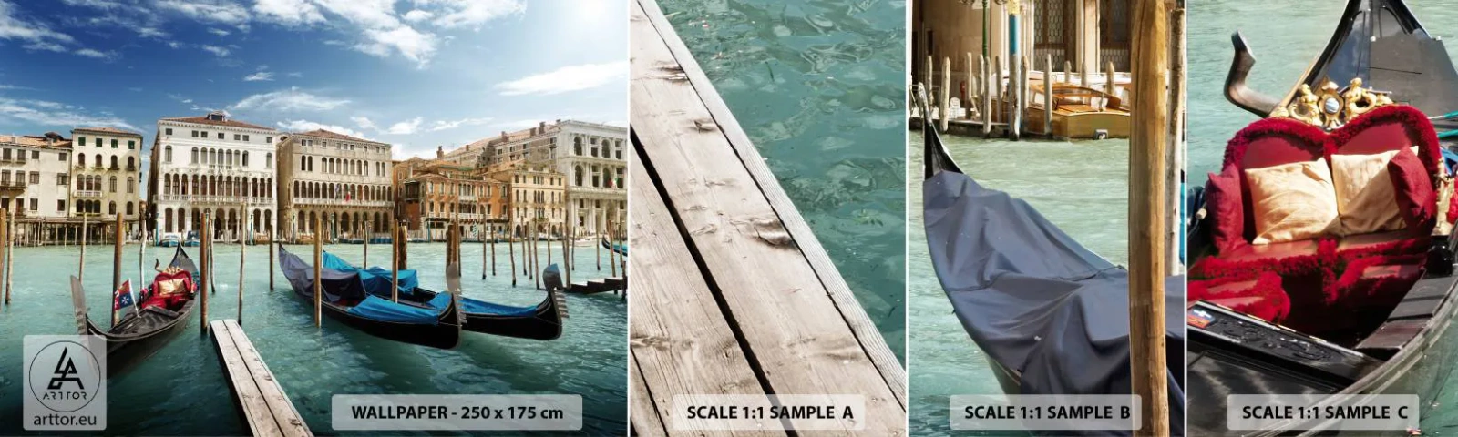 Fotobehang Staaltje Standard Eco - Paleizen in het blauw - Stad, Venetië, Architectuur - 100x30 cm