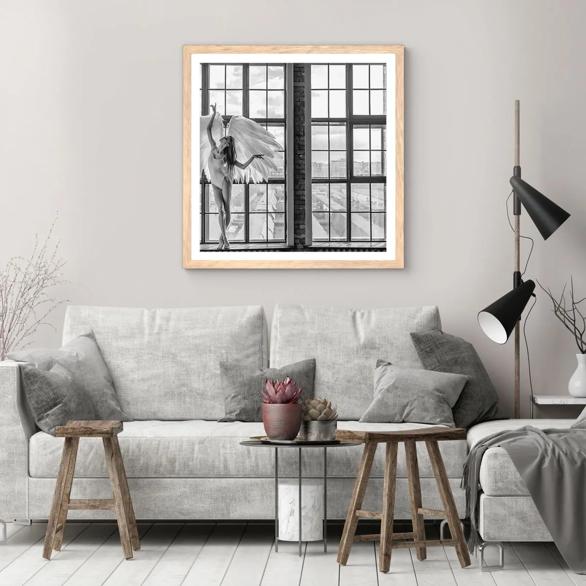 Een poster in een licht eiken lijst - Stad der Engelen? - 30x30 cm