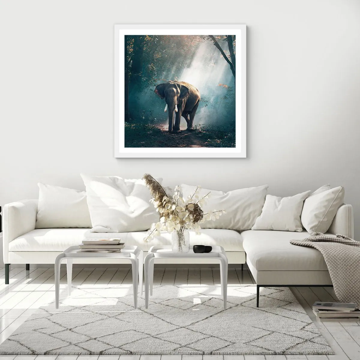 Poster in een witte lijst - Een ontspannen wandeling - 50x50 cm