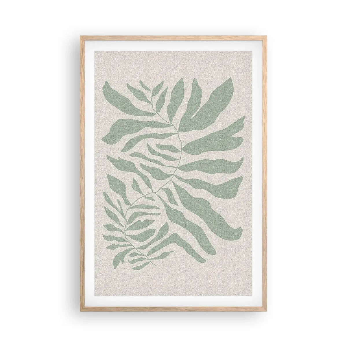 Een poster in een licht eiken lijst - Smaragdgroene tak - 61x91 cm