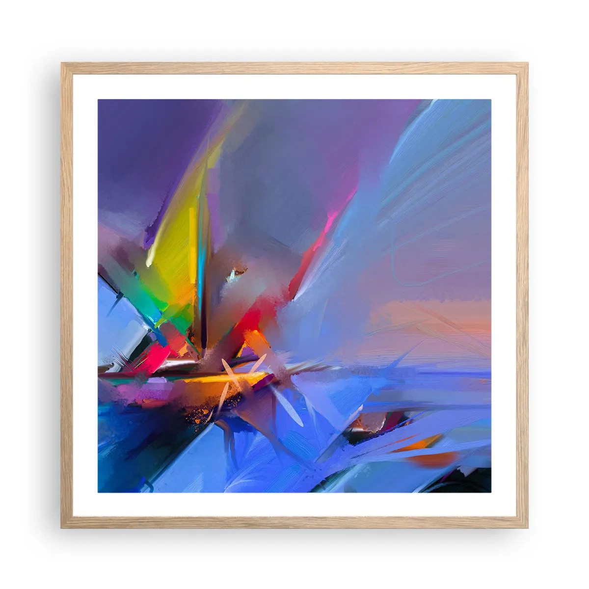Een poster in een licht eiken lijst - Propellers als een vogel - 60x60 cm