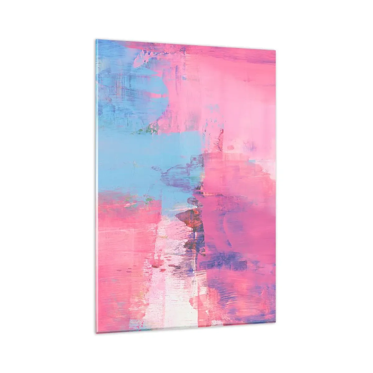 Schilderen op glas - Roze, blauw en een vleugje licht - 80x120 cm