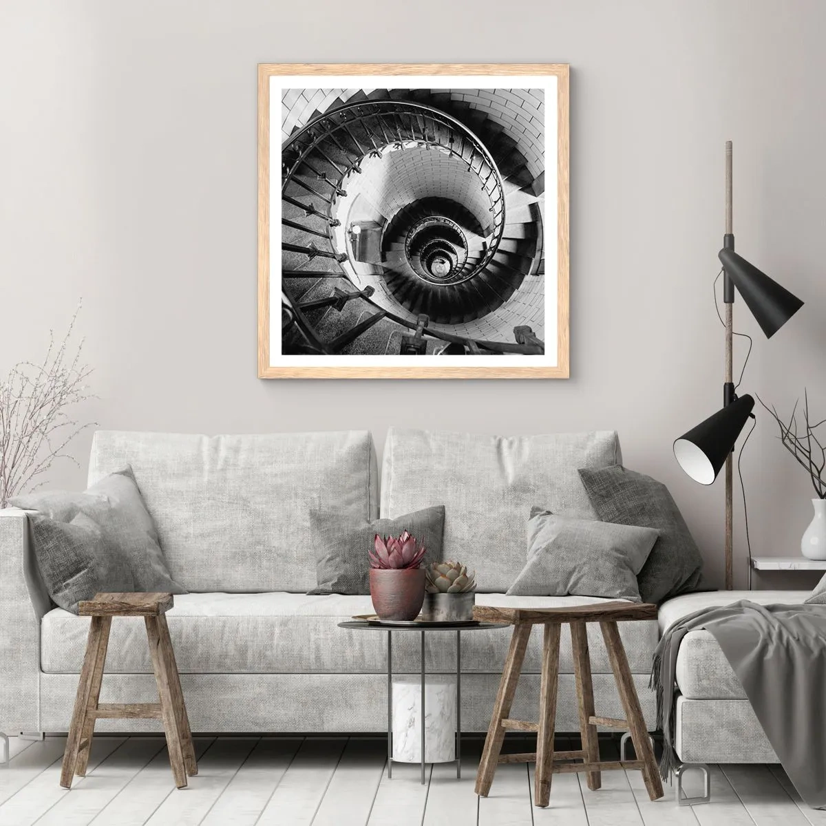 Een poster in een licht eiken lijst - Hoger en hoger - 40x40 cm