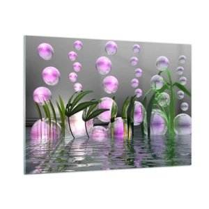 Schilderen op glas - Een reflecterende compositie van lichtheid en leven - 100x70 cm