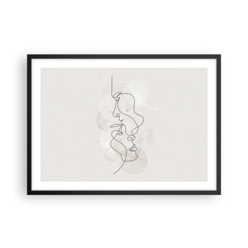 Poster in een zwarte lijst - Verstrikt in een omhelzing - 70x50 cm