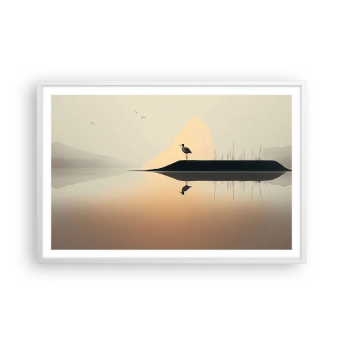 Poster in een witte lijst - Heer op het meer - 91x61 cm